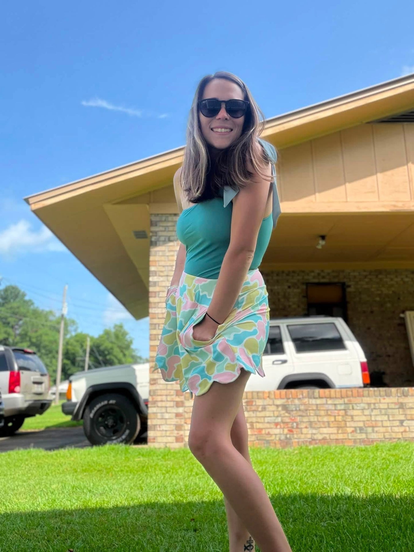 Sea Glass Camo Scalloped Skort