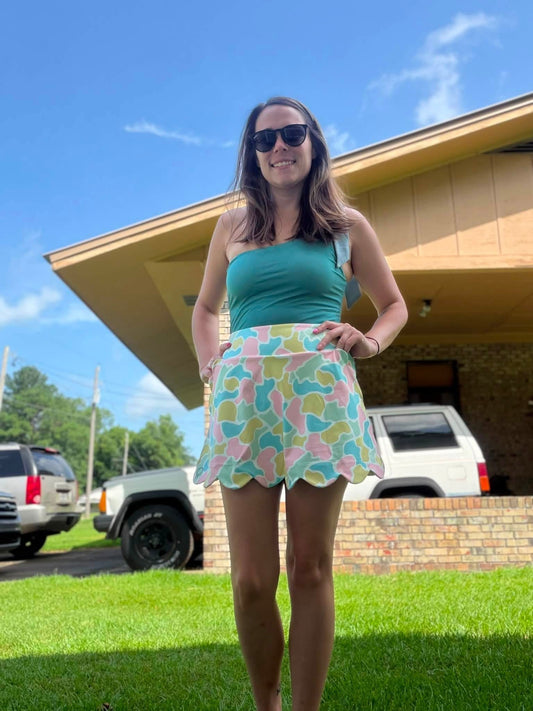 Sea Glass Camo Scalloped Skort